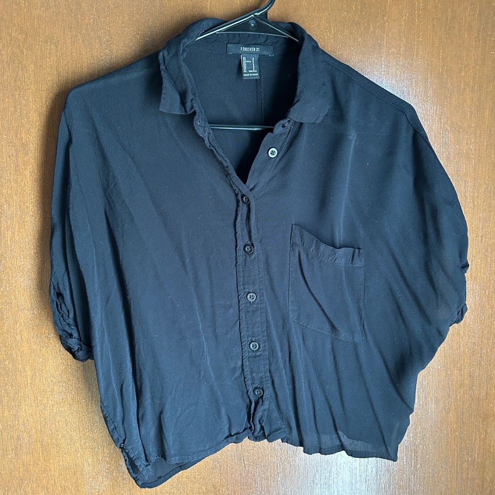 Women’s Forever 21 Black Casual Button Down Shirt